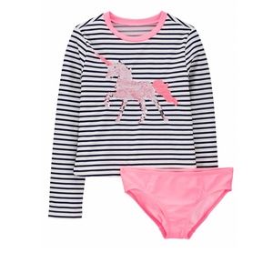 NWOT OshKosh Flip Sequin Unicorn Rashguard Set